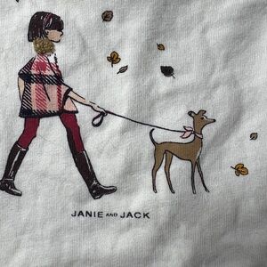 Janie And Jack Top & Bottom Set Girl Walking Dog Graphic Print (pend photos)